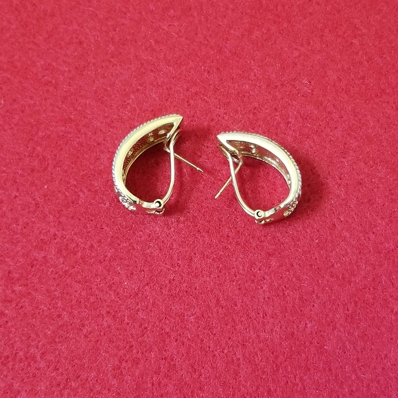 14k Diamond French Clip Hoops Earrings - Picture 4 of 13